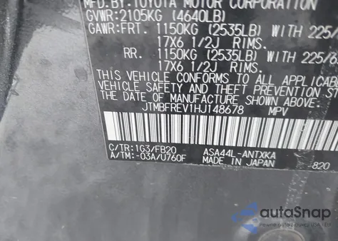 2017 Toyota Rav4 Le from USA, damaged, VIN JTMBFREV1HJ148678